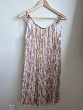 Laundry by Design Cream Slip Dress with Lavender and Tan Wave Trim